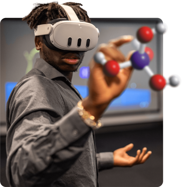 Bellevue College students using VR headsets from their XR Lab